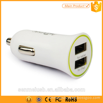 with led ring 2.1a dual port car usb charger